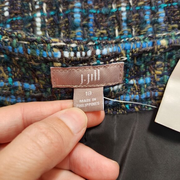 NWT J. Jill Forestweed Blue Tweed Pencil Skirt Professional Wool Blend Size 18 - Picture 5 of 9